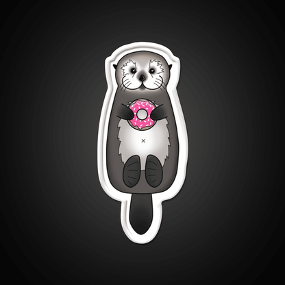 Sea Otter With Donut Otter Holding Doughnut Snack Food Led Neon Sign Rgb Color - Shineneon