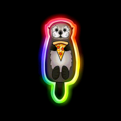 Sea Otter With Pizza Snack Food Led Neon Sign Rgb Color