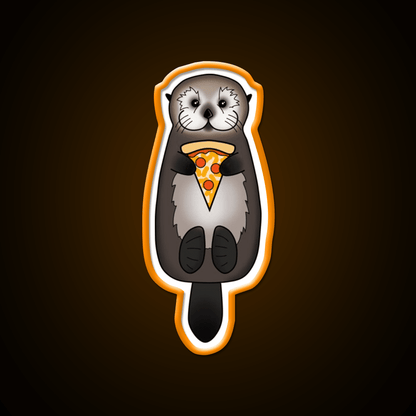Sea Otter With Pizza Snack Food Led Neon Sign Rgb Color - Shineneon