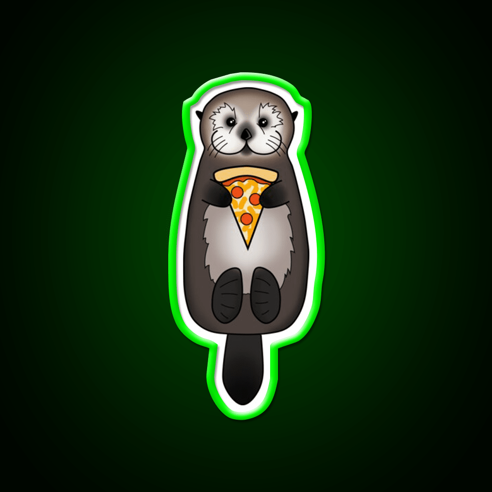 Sea Otter With Pizza Snack Food Led Neon Sign Rgb Color - Shineneon