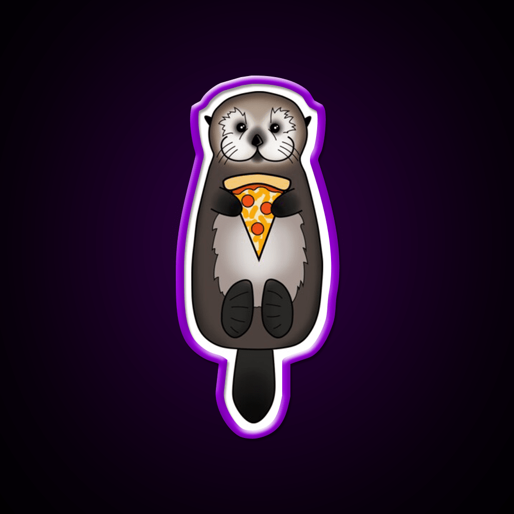 Sea Otter With Pizza Snack Food Led Neon Sign Rgb Color - Shineneon