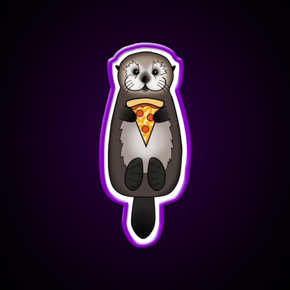 Sea Otter With Pizza Snack Food Led Neon Sign Rgb Color - Shineneon