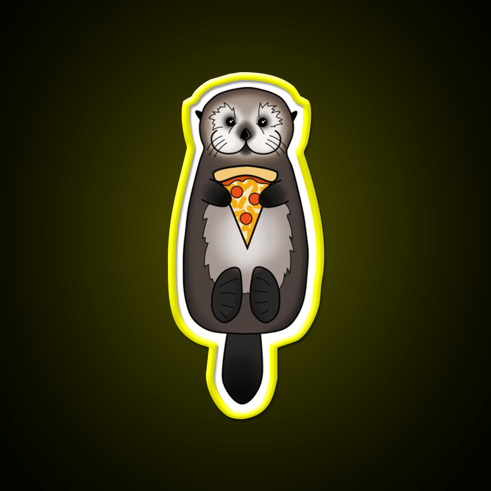 Sea Otter With Pizza Snack Food Led Neon Sign Rgb Color - Shineneon