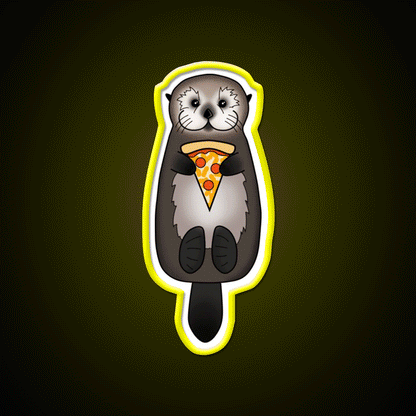 Sea Otter With Pizza Snack Food Led Neon Sign Rgb Color - Custom LED neon sign front view