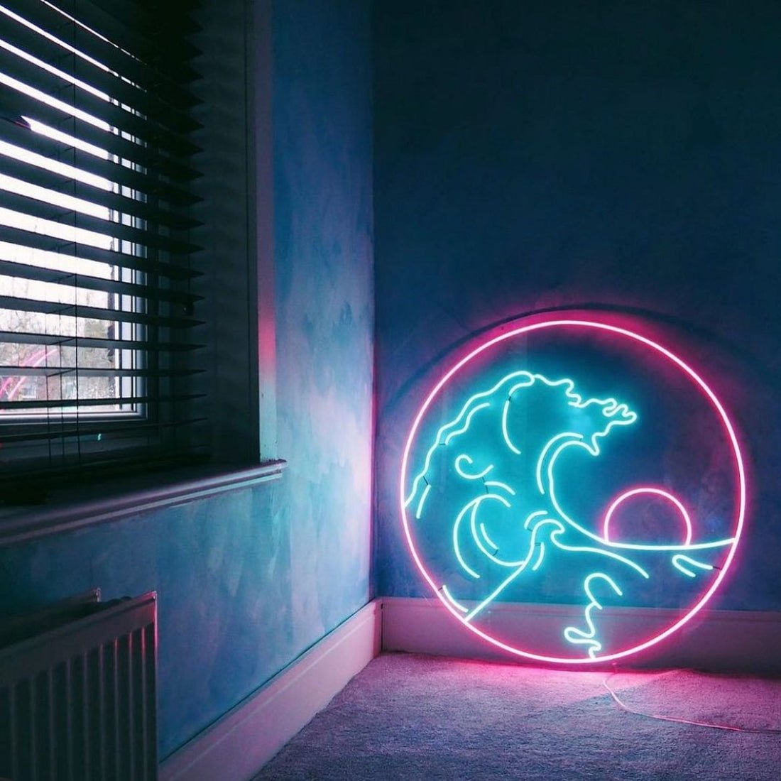 Sea Sunset Wave Round Led Sign Business Neon Sign - Shineneon