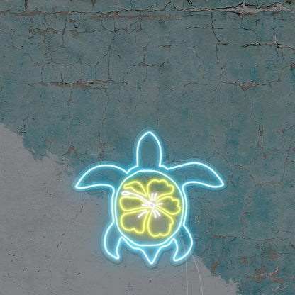 Sea Turtle With Hibiscus Led Neon Sign Wall Art | Shineneon