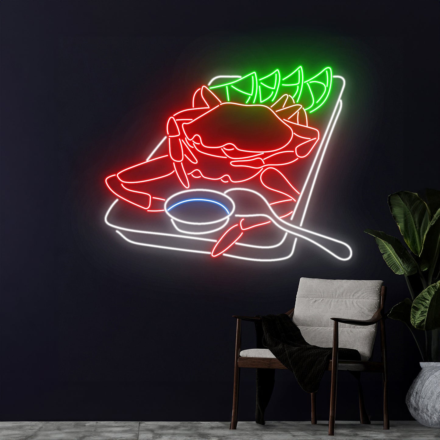 Seafood Crab Neon Sign Sea Food Shop Wall Room Decor