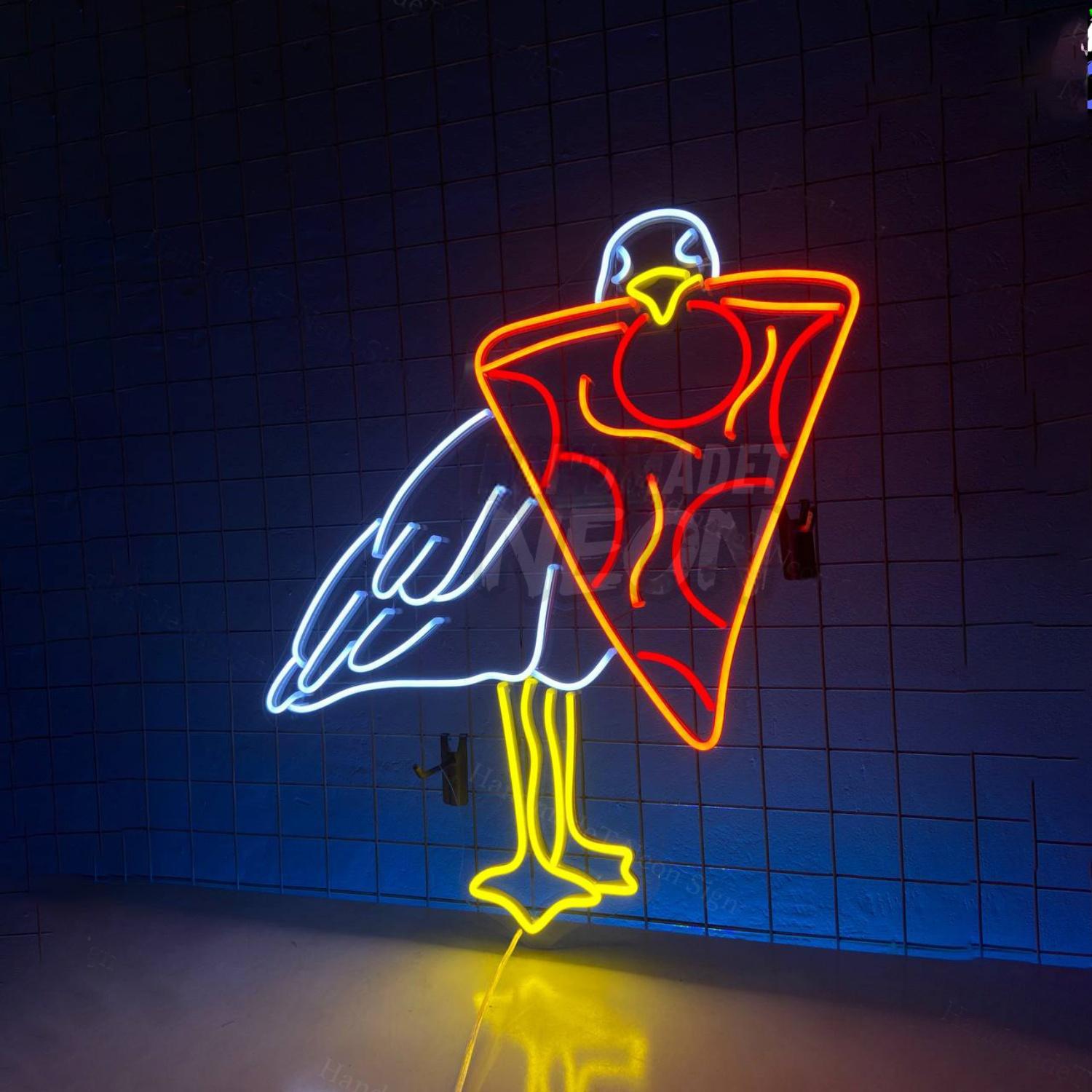Seagull Bird Eat Pizza Led Neon Sign | Shineneon