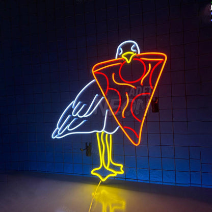 Seagull Bird Eat Pizza Led Neon Sign | Shineneon