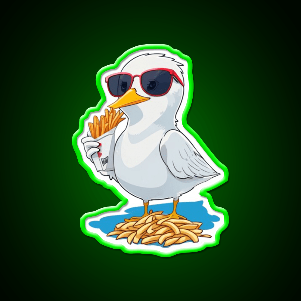 Seagull With Fries Fast Food Led Neon Sign For Burger Place Rgb Color - Shineneon