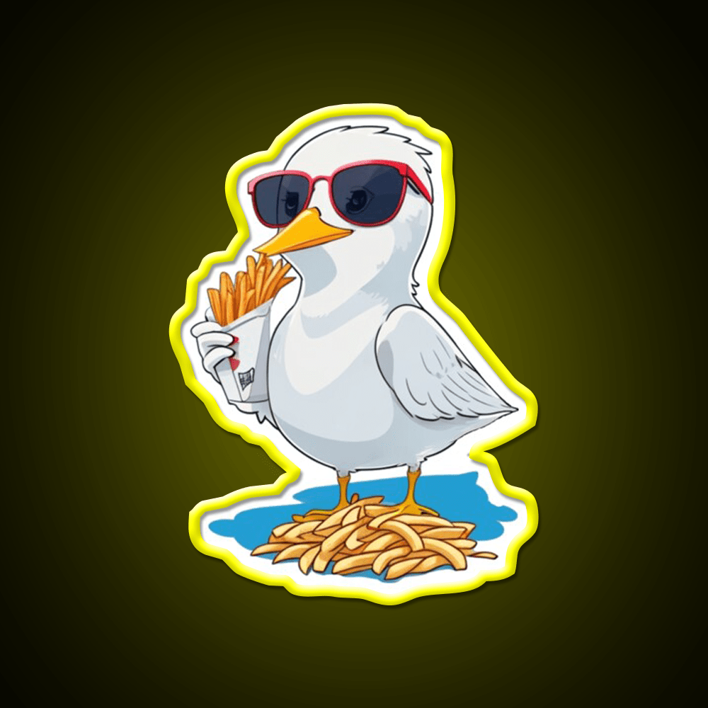 Seagull With Fries Fast Food Led Neon Sign For Burger Place Rgb Color - Shineneon