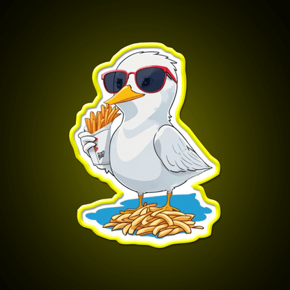 Seagull With Fries Fast Food Led Neon Sign For Burger Place Rgb Color - Shineneon