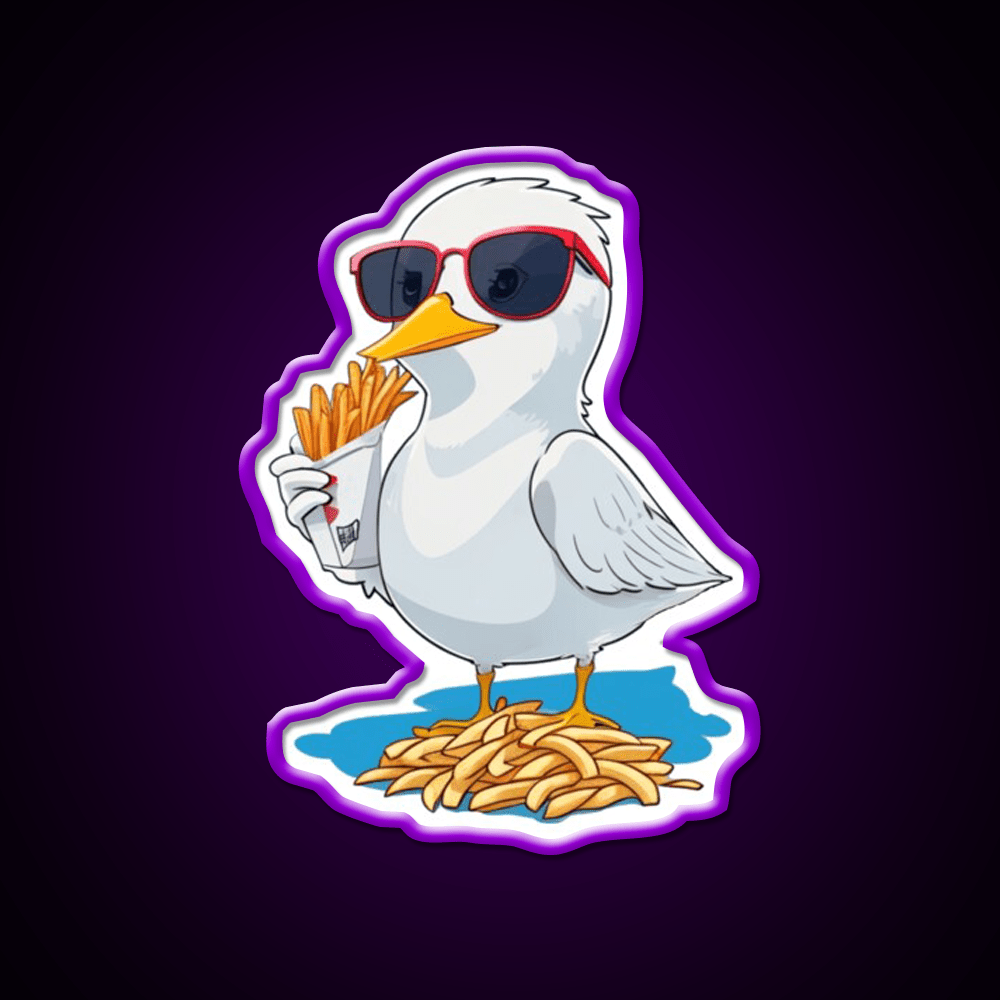 Seagull With Fries Fast Food Led Neon Sign For Burger Place Rgb Color - Shineneon