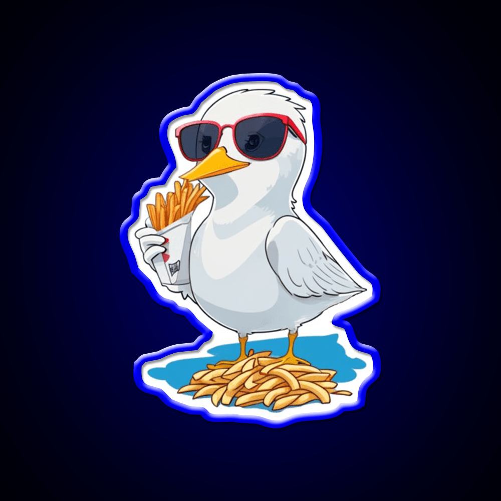Seagull With Fries Fast Food Led Neon Sign For Burger Place Rgb Color - Shineneon