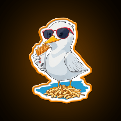 Seagull With Fries Fast Food Led Neon Sign For Burger Place Rgb Color - Shineneon