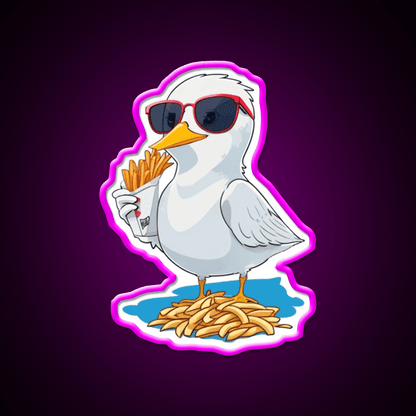 Seagull With Fries Fast Food Led Neon Sign For Burger Place Rgb Color - Shineneon