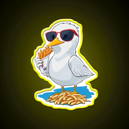 Seagull With Fries Fast Food Led Neon Sign For Burger Place Rgb Color - Custom LED neon sign front view