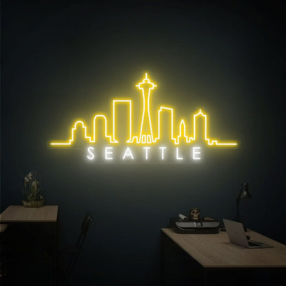 Seattle Skyline City Skyline Home Decor Led Neon Sign - Shineneon