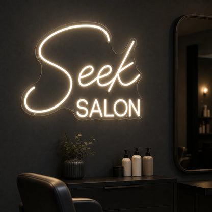 Seek Salon LED Neon Sign Garage Man Cave Neon Sign real lifestyle scene