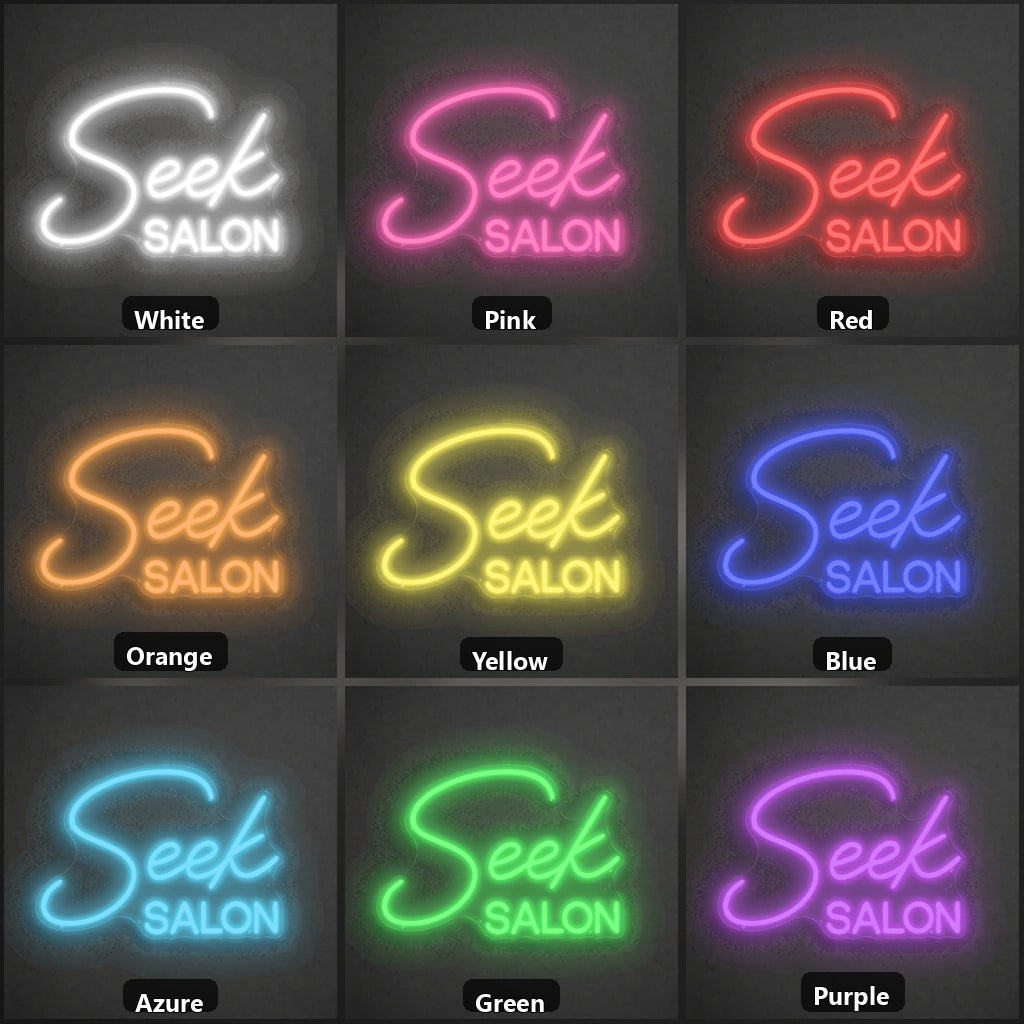 Seek Salon LED Neon Sign Garage Man Cave Neon Sign color grid