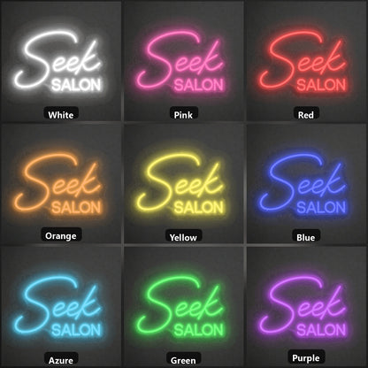 Seek Salon LED Neon Sign Garage Man Cave Neon Sign color grid