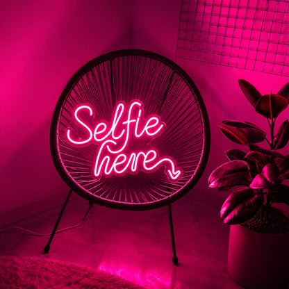 Selfie Here LED Neon Sign - 01 Original Product Image