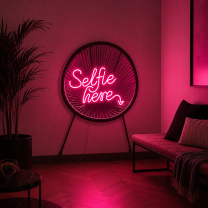 Selfie Here LED Neon Sign - 04 Size Image