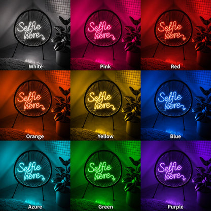 Selfie Here LED Neon Sign - 05 Color Grid
