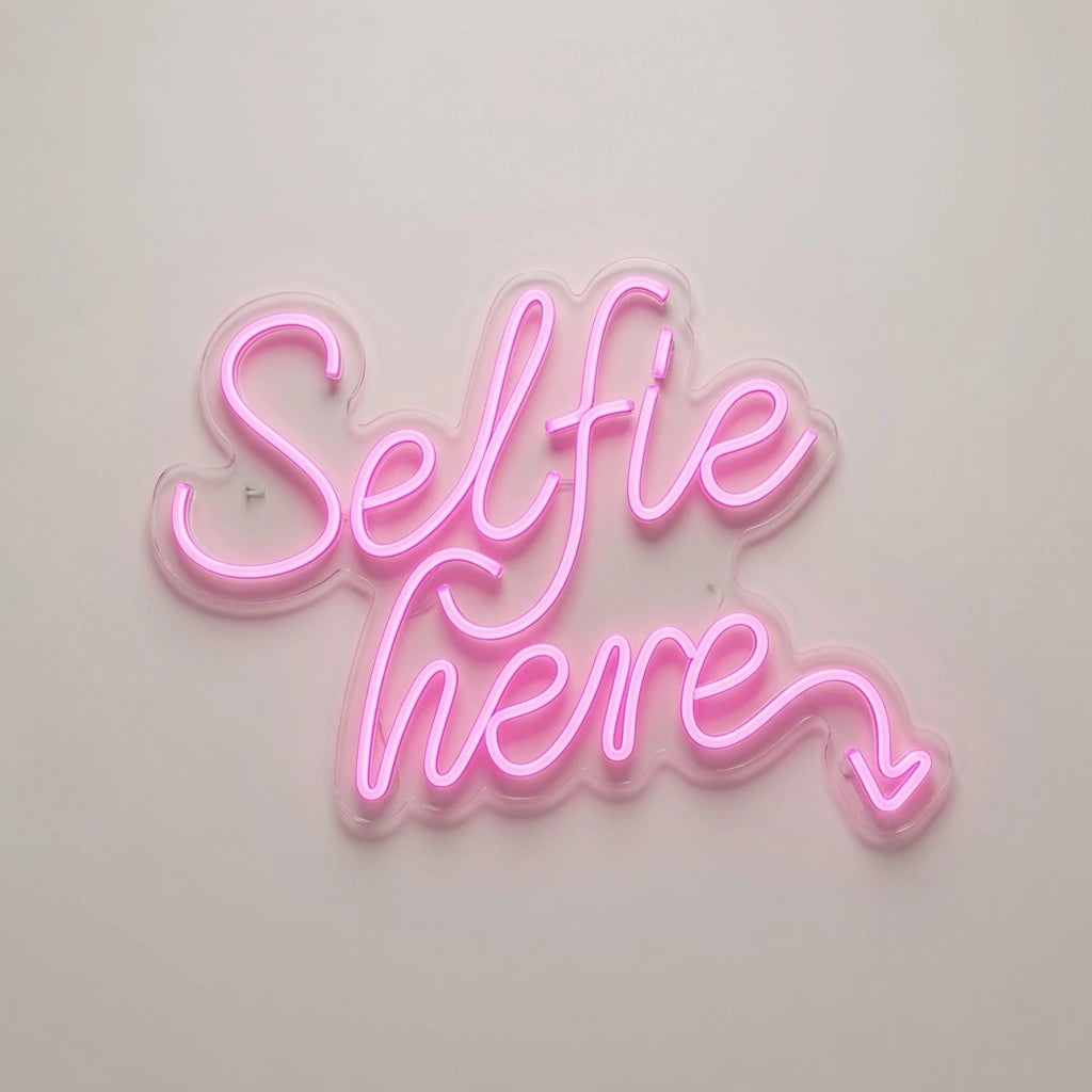 Selfie Here LED Neon Sign Home Wall Art - 01 Original Product Image