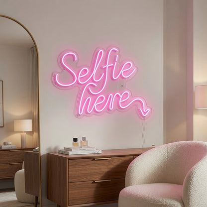 Selfie Here LED Neon Sign Home Wall Art - 02 High-Converting Product Image