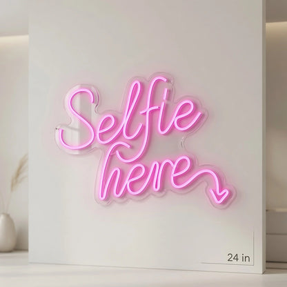 Selfie Here LED Neon Sign Home Wall Art - 04 Size Image