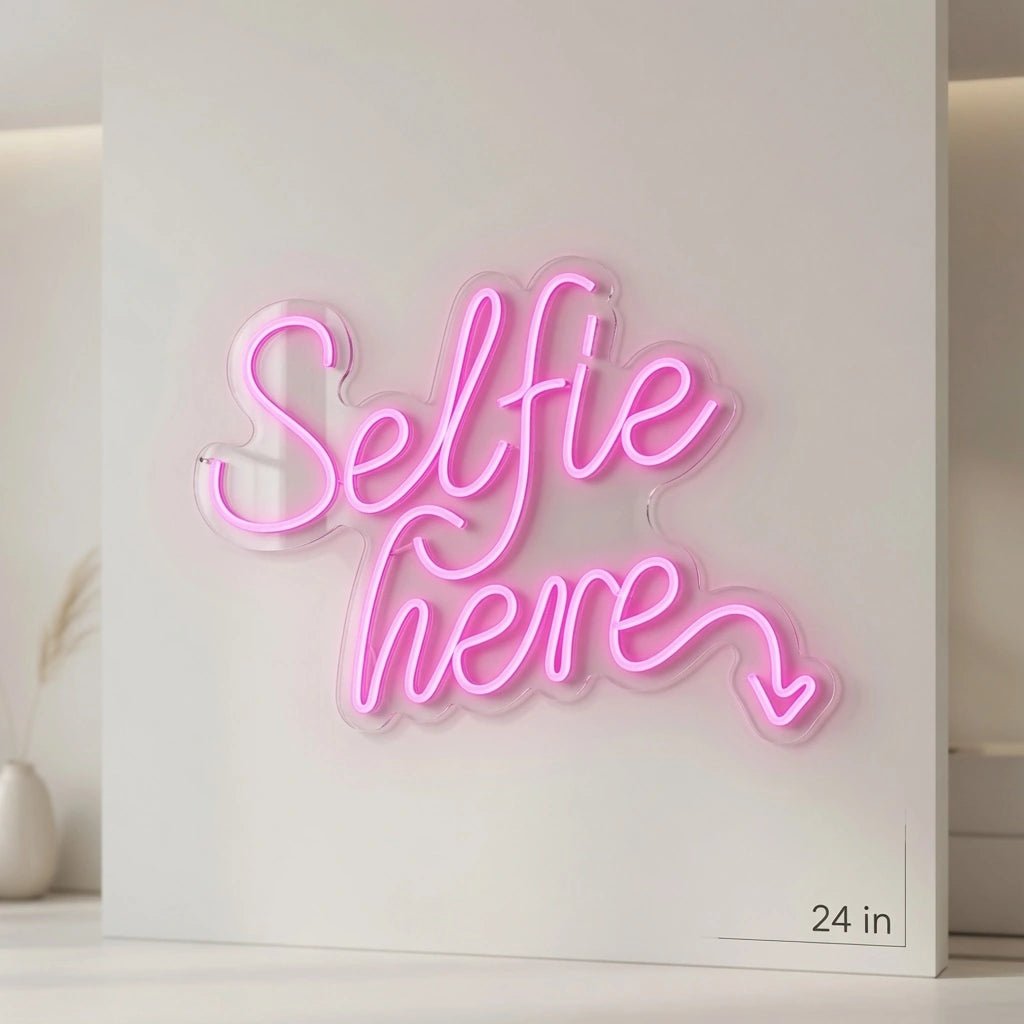 Selfie Here LED Neon Sign Home Wall Art - Shineneon