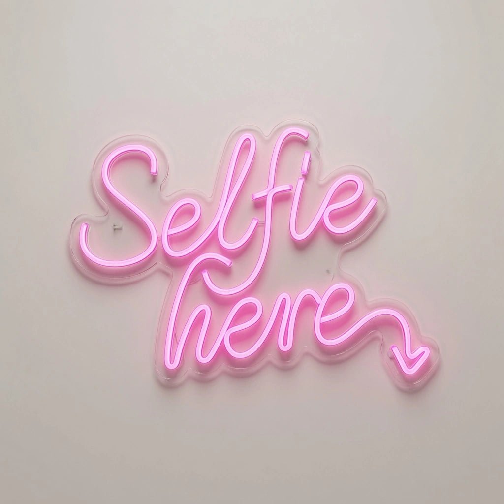Selfie Here LED Neon Sign Home Wall Art - Shineneon