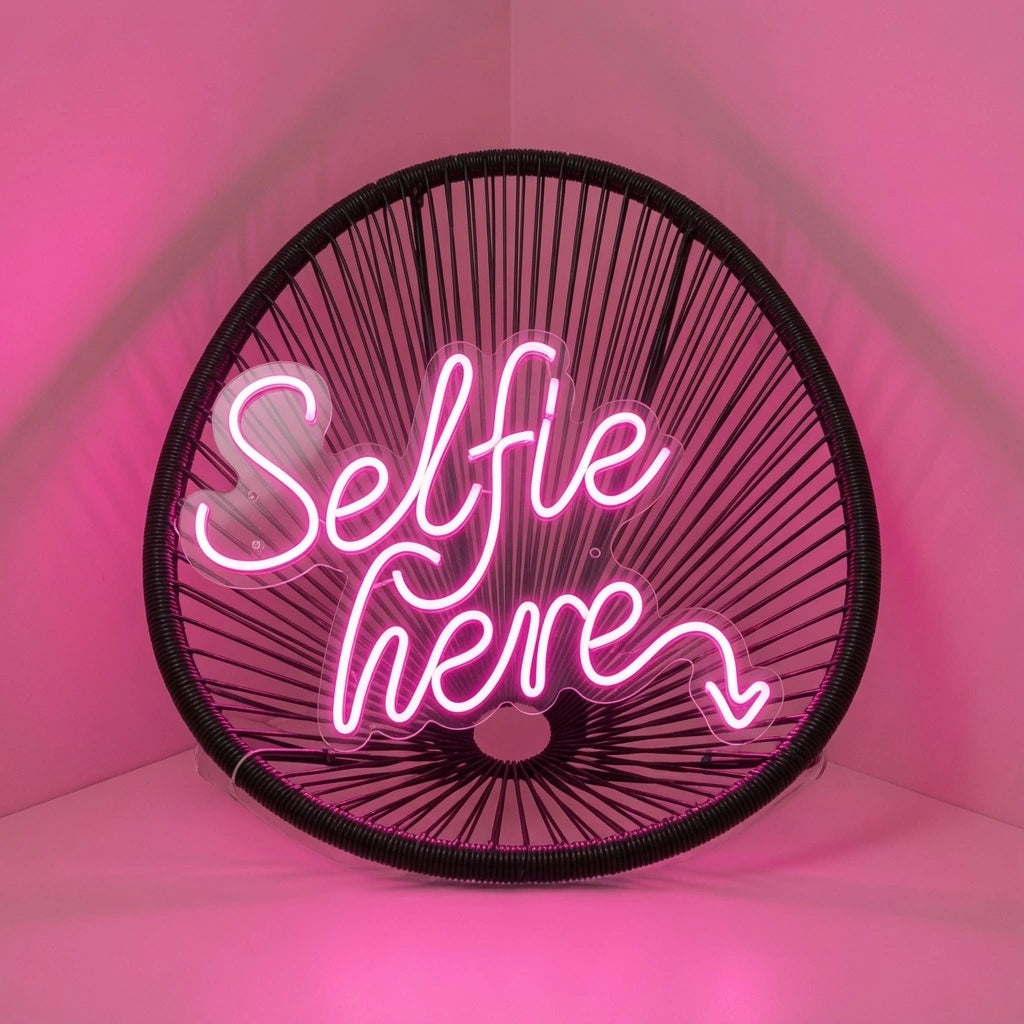 Selfie Here LED Neon Sign Wall Decor - 01 Original Product Image