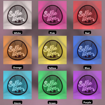 Selfie Here LED Neon Sign Wall Decor - 05 Color Grid