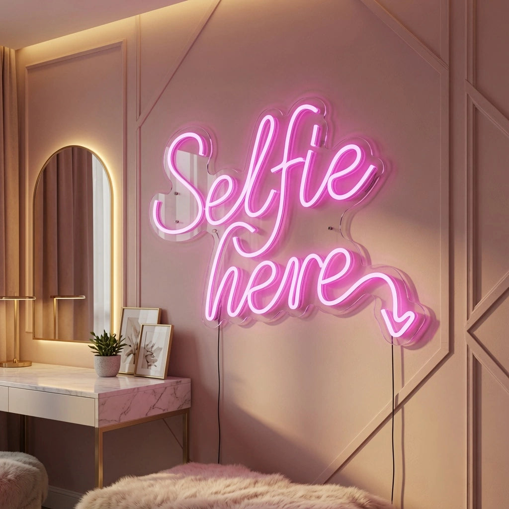 Selfie Here LED Neon Sign Wall Neon Sign - 02 High-Converting Product Image