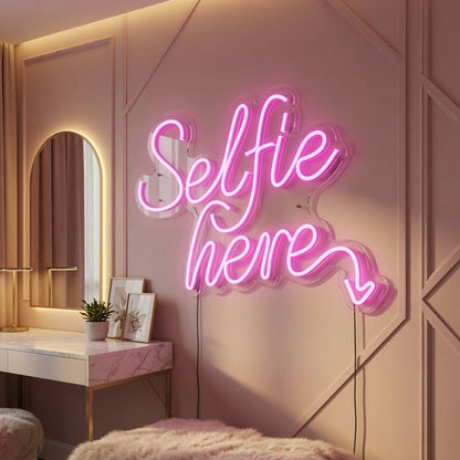 Selfie Here LED Neon Sign Wall Neon Sign - 02 High-Converting Product Image