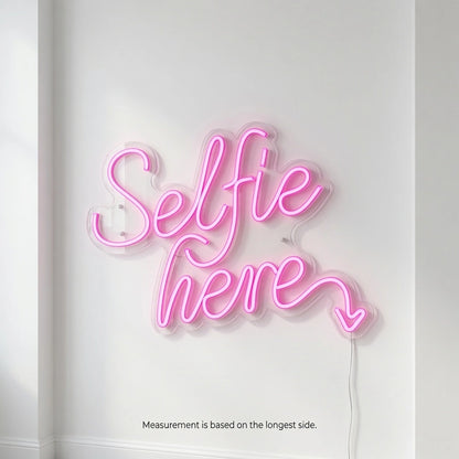 Selfie Here LED Neon Sign Wall Neon Sign - 04 Size Image