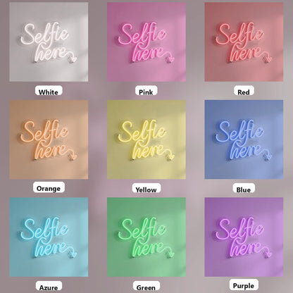 Selfie Here LED Neon Sign Wall Neon Sign - 05 Color Grid