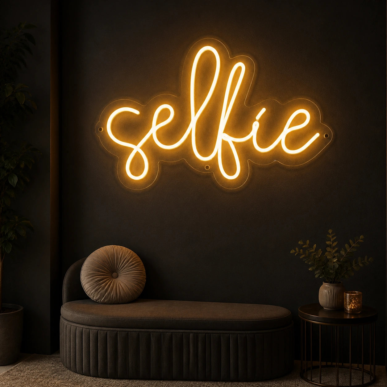 Selfie LED Neon Sign Garage Man Cave Neon Sign real lifestyle scene