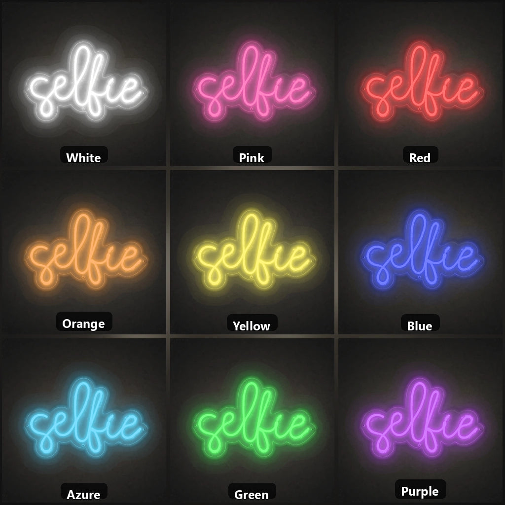 Selfie LED Neon Sign Garage Man Cave Neon Sign color grid