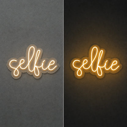 Selfie LED Neon Sign Garage Man Cave Neon Sign day and night comparison