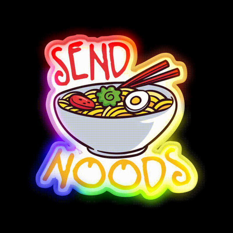 Send Noods Cool Funny Gift Led Neon Sign Chinese Food Wall Art Rgb Color