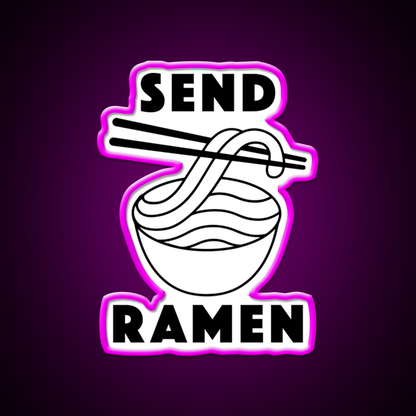 Send Ramen Led Neon Sign Chinese Food Rgb Color - Neon sign mounted on wall in room
