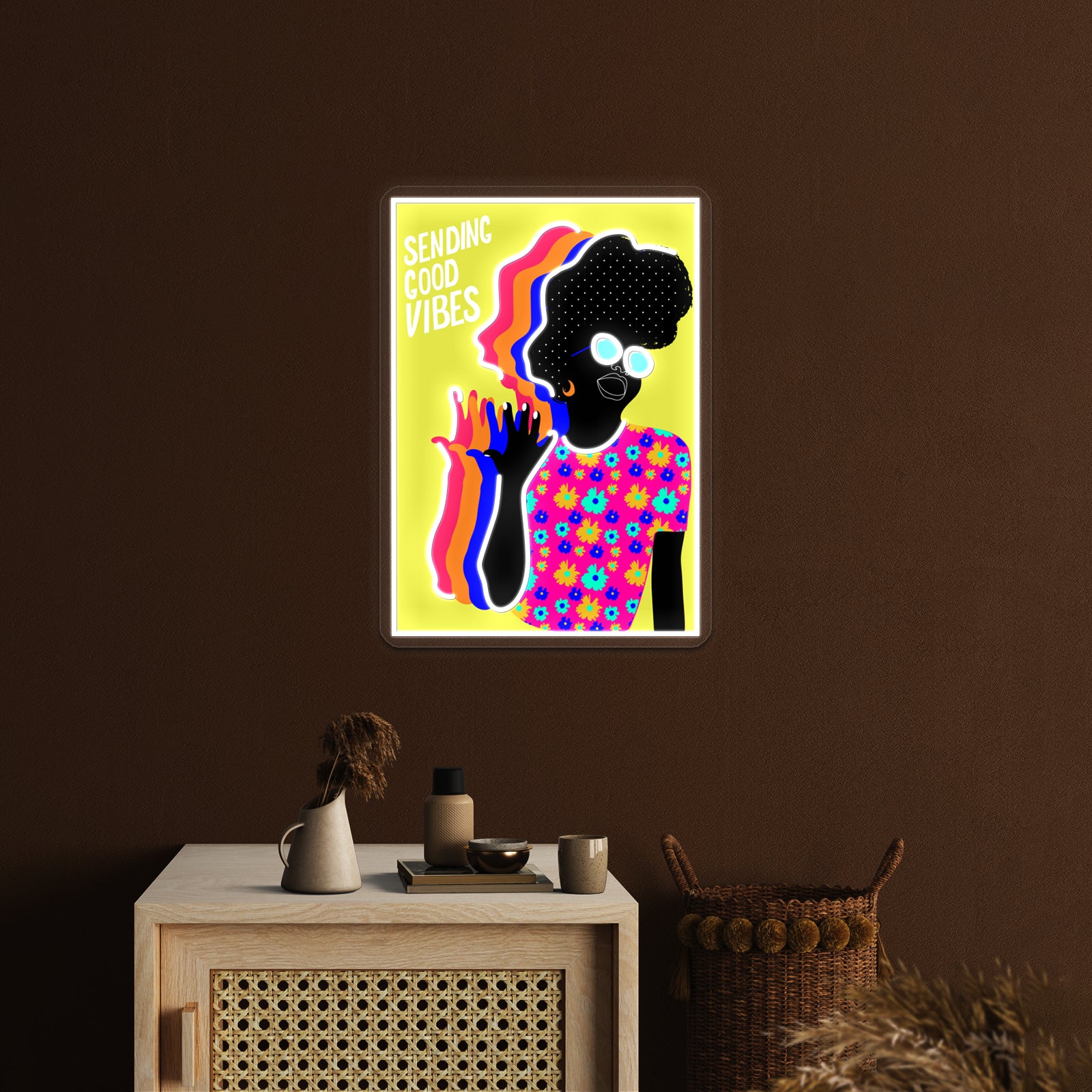 Sending Good Vibes Artwork Custom Led Signs | Shineneon