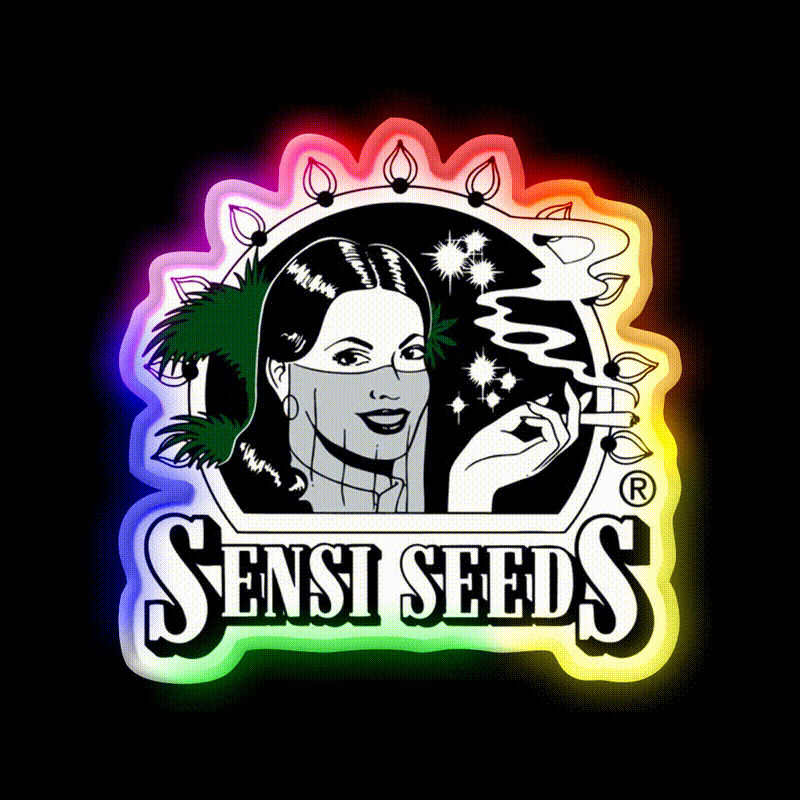Sensi Seeds Best Seed Bank Hemp Inspired Green Leaf Led Neon Sign Rgb Color - LED neon sign close-up detail
