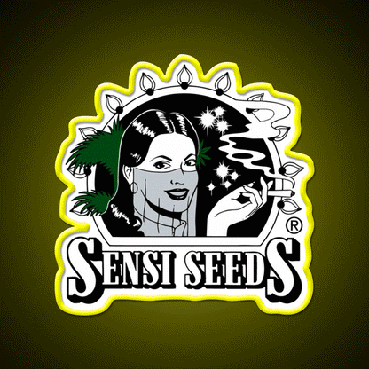 Sensi Seeds Best Seed Bank Hemp Inspired Green Leaf Led Neon Sign Rgb Color - Custom LED neon sign front view