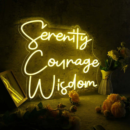 Serenity Courage Wisdom Yellow Led Neon Sign | Shineneon