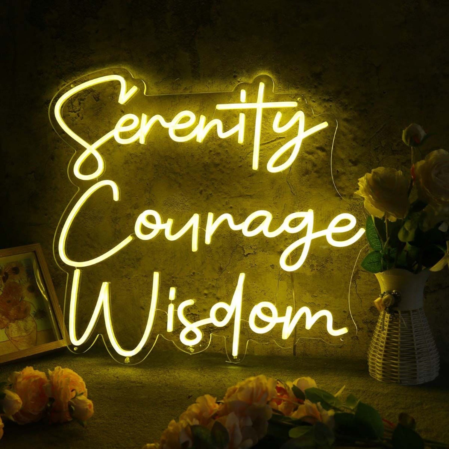 Serenity Courage Wisdom Yellow Led Neon Sign | Shineneon