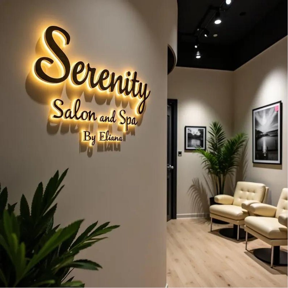 Serenity Salon And Spa By Eliana 3D Backlit Letters Business Metal Led Sign - Shineneon